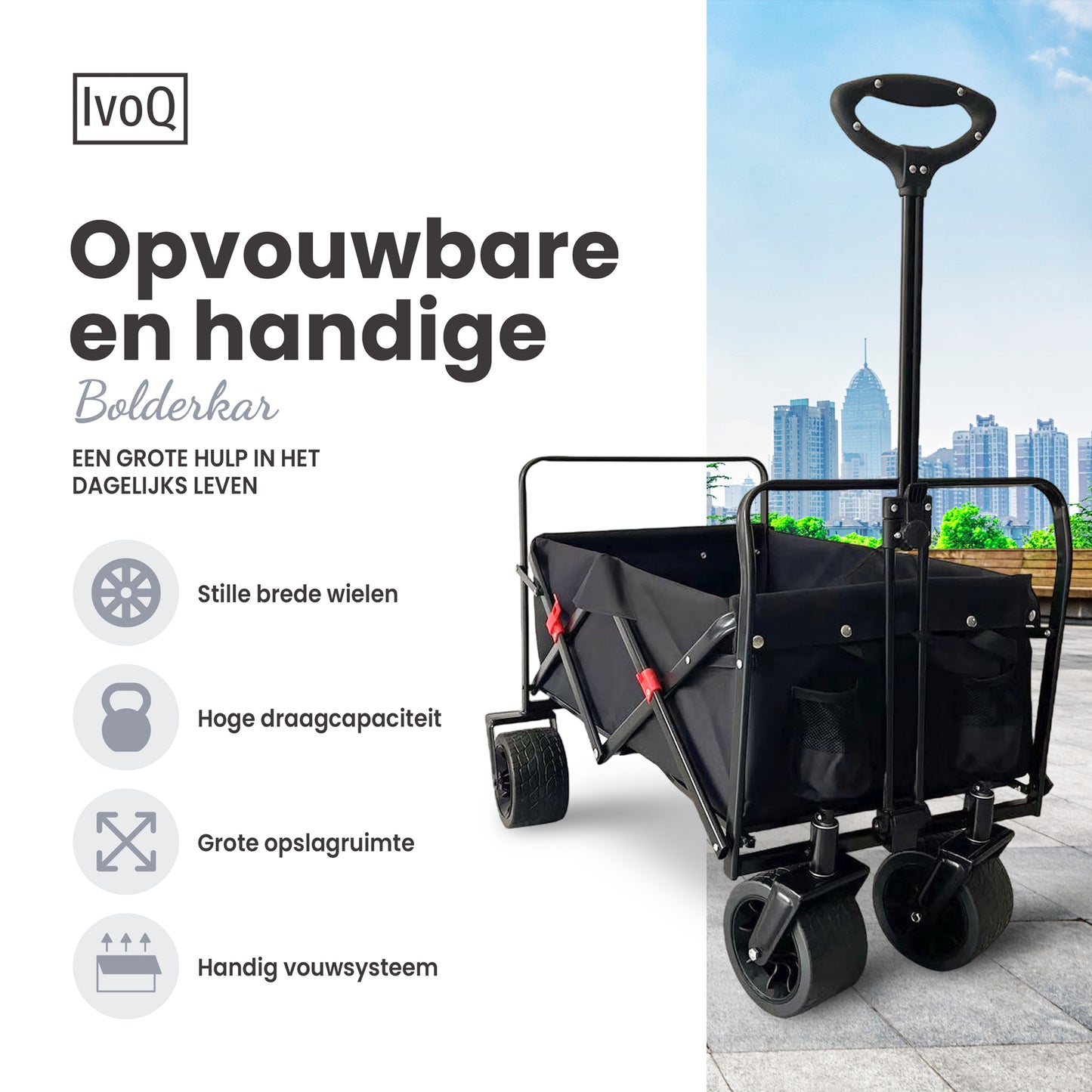 IvoQ Bolderkar Opvouwbaar 120 kg
