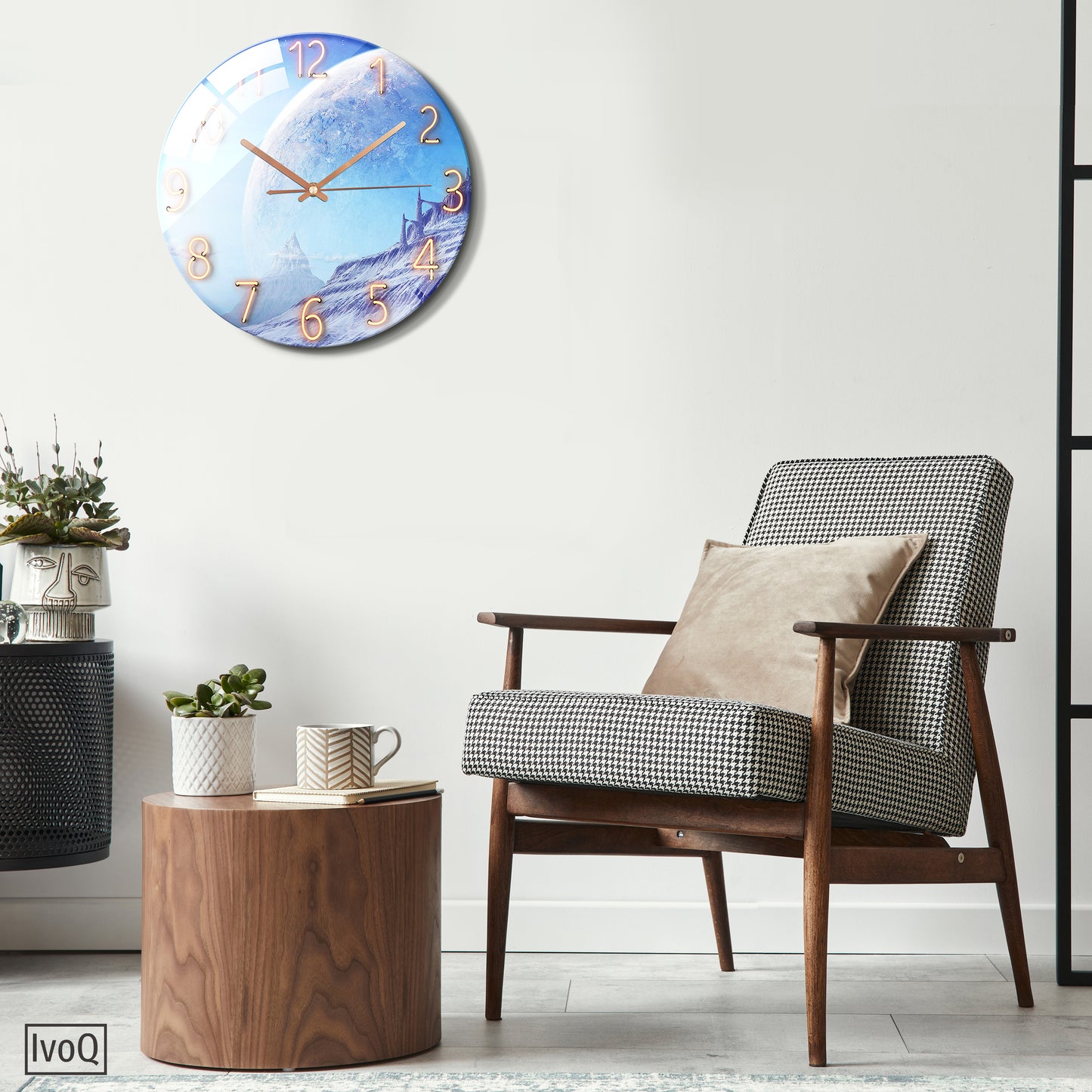 IvoQ Wandklok Uniek Blauw Maan Design Ø 30 cm