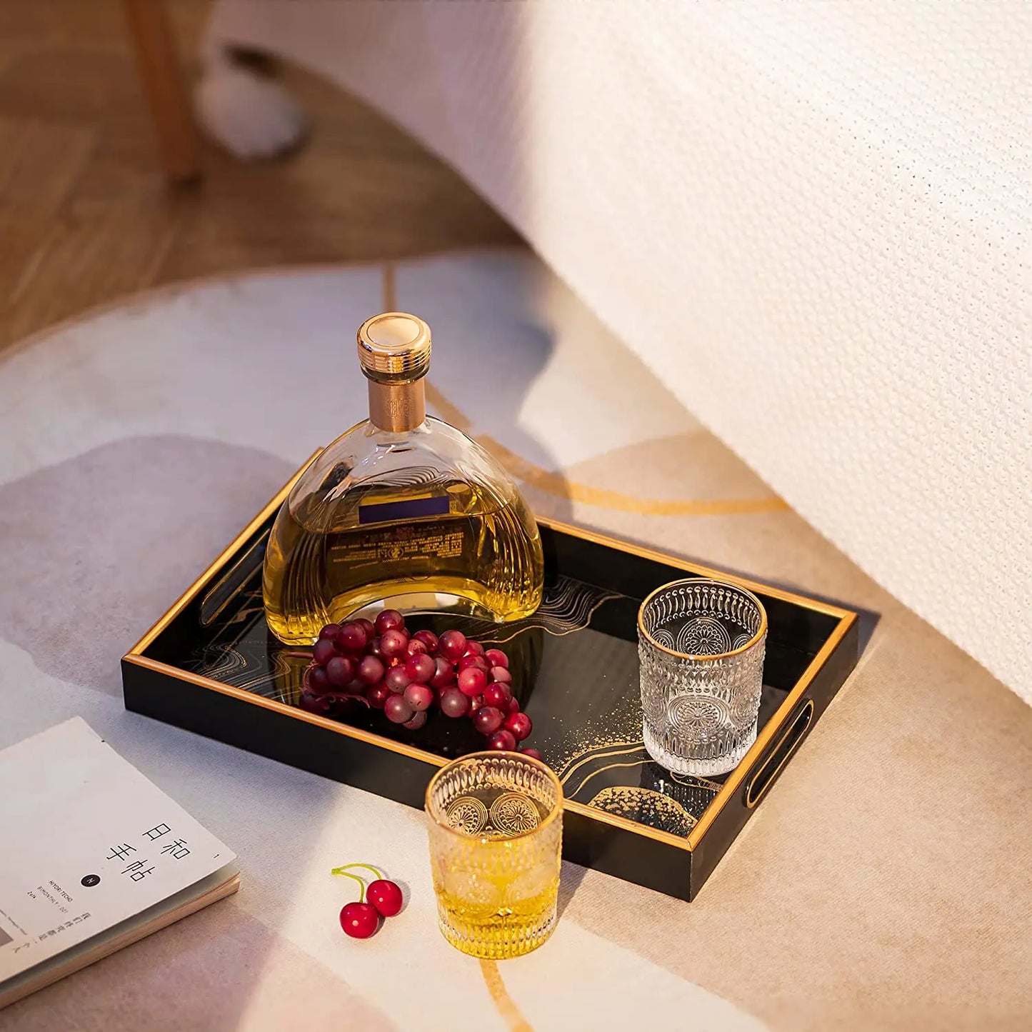 IvoQ Luxe Dienblad Zwart Goud 45x30 cm