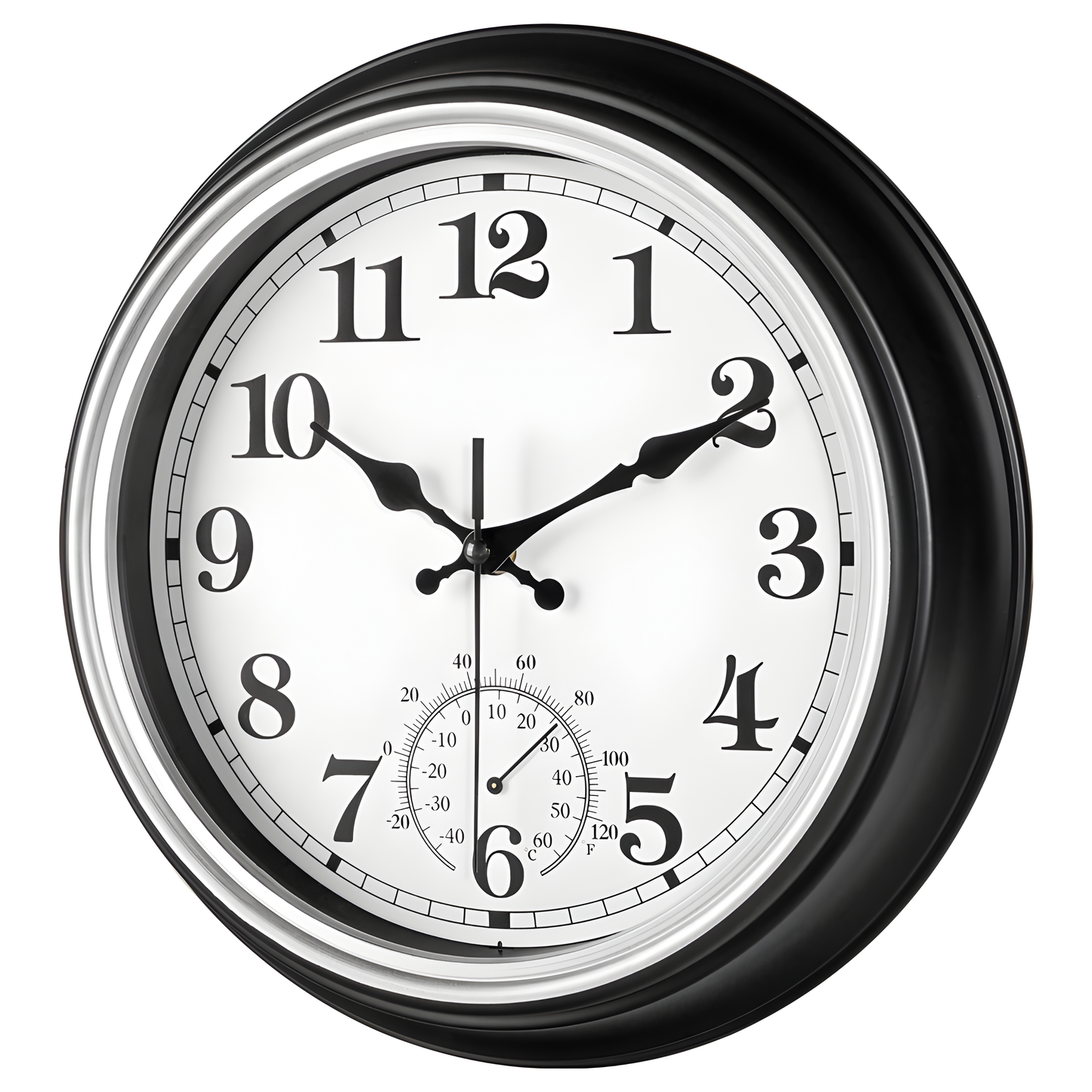 IvoQ Vintage Wandklok met Thermometer voor Binnen/Buiten Ø 30 cm