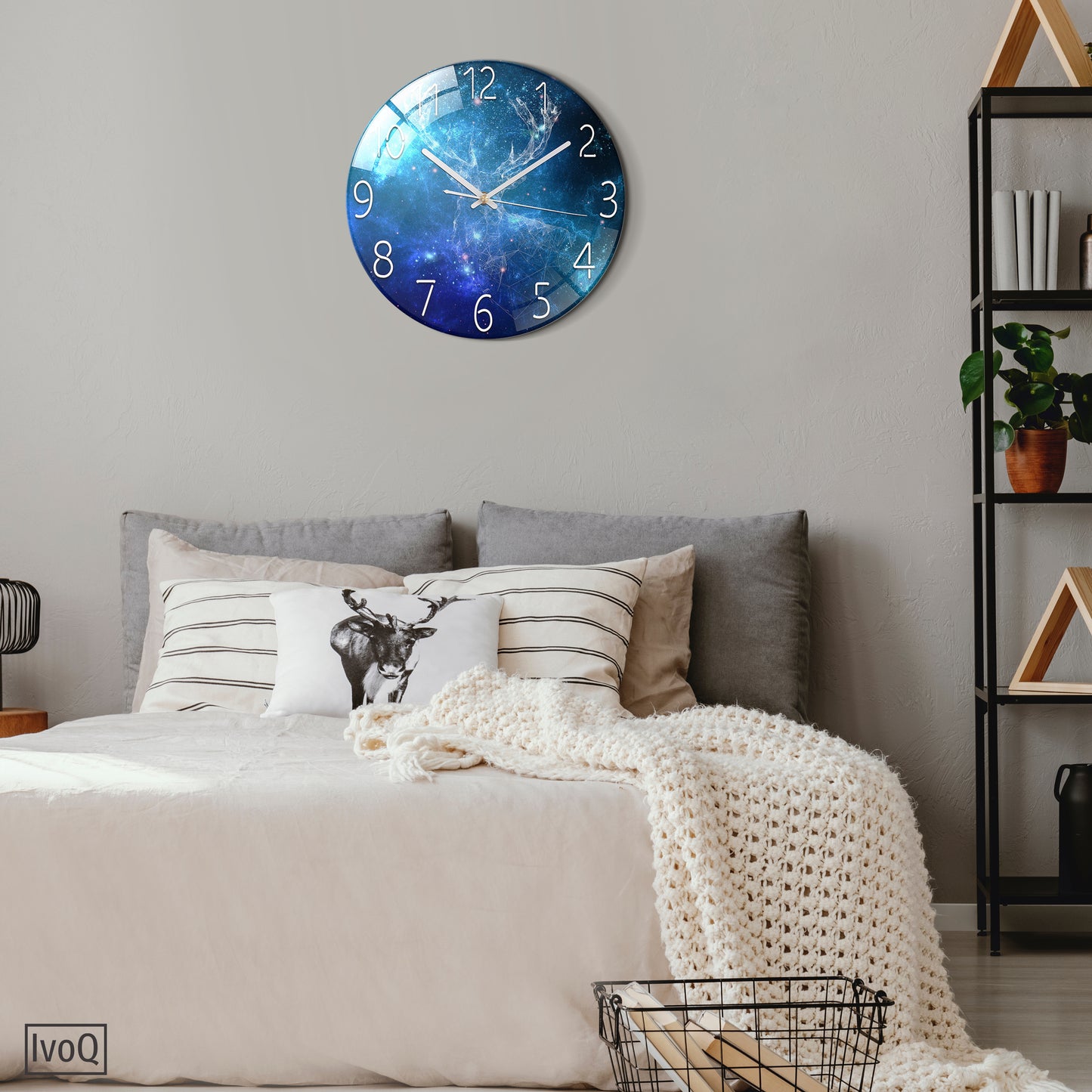 IvoQ Stille Wandklok Blauwe Sterrenhemel 3D Ø 30 cm