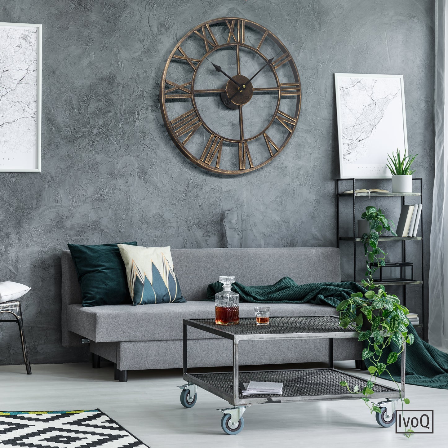 IvoQ Wandklok Goud Metaal Romeins 40 cm