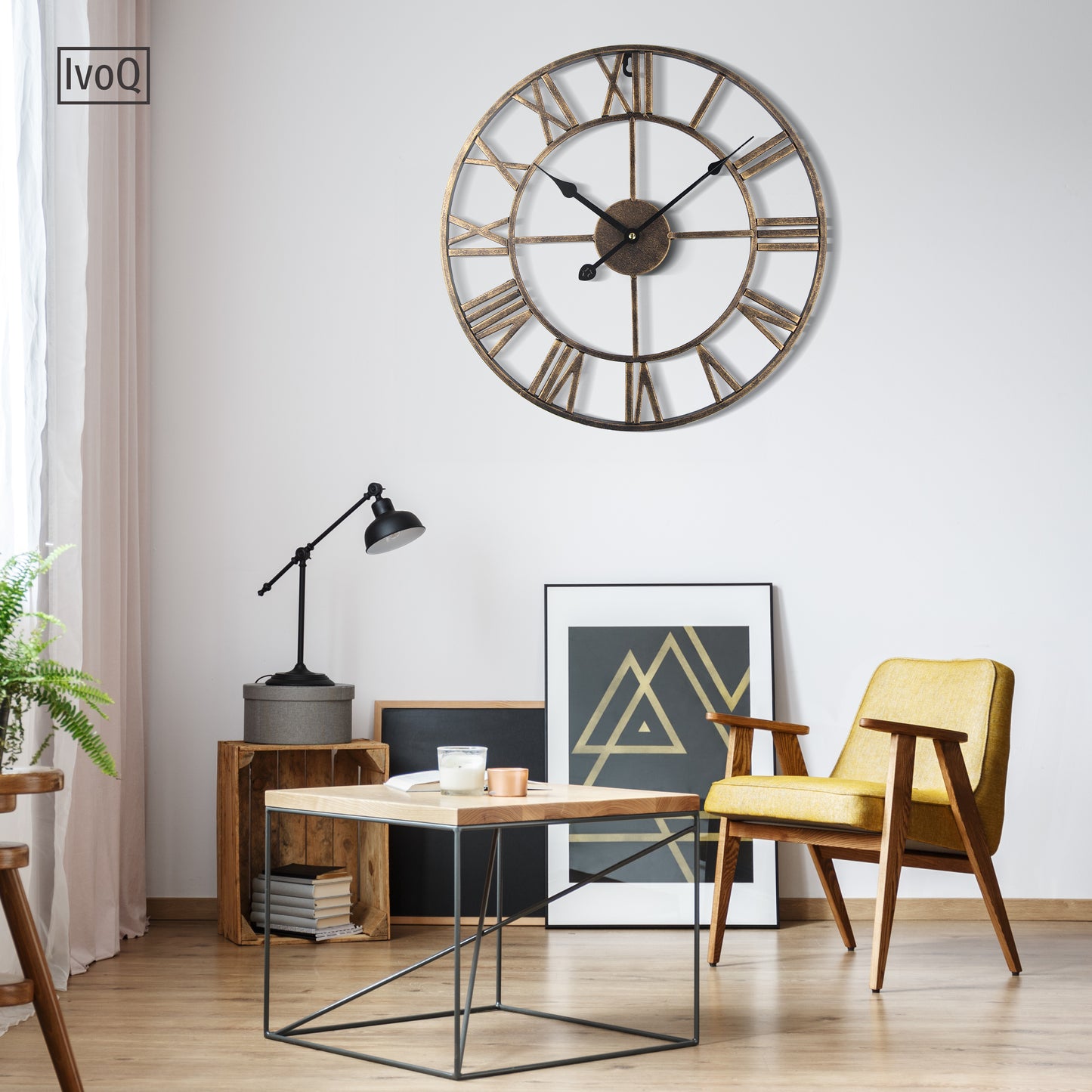 IvoQ Wandklok Goud Metaal Romeins 40 cm