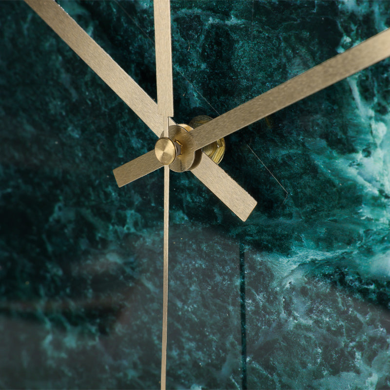 IvoQ Moderne Wandklok Groen Marmerlook Glas Ø 30 cm