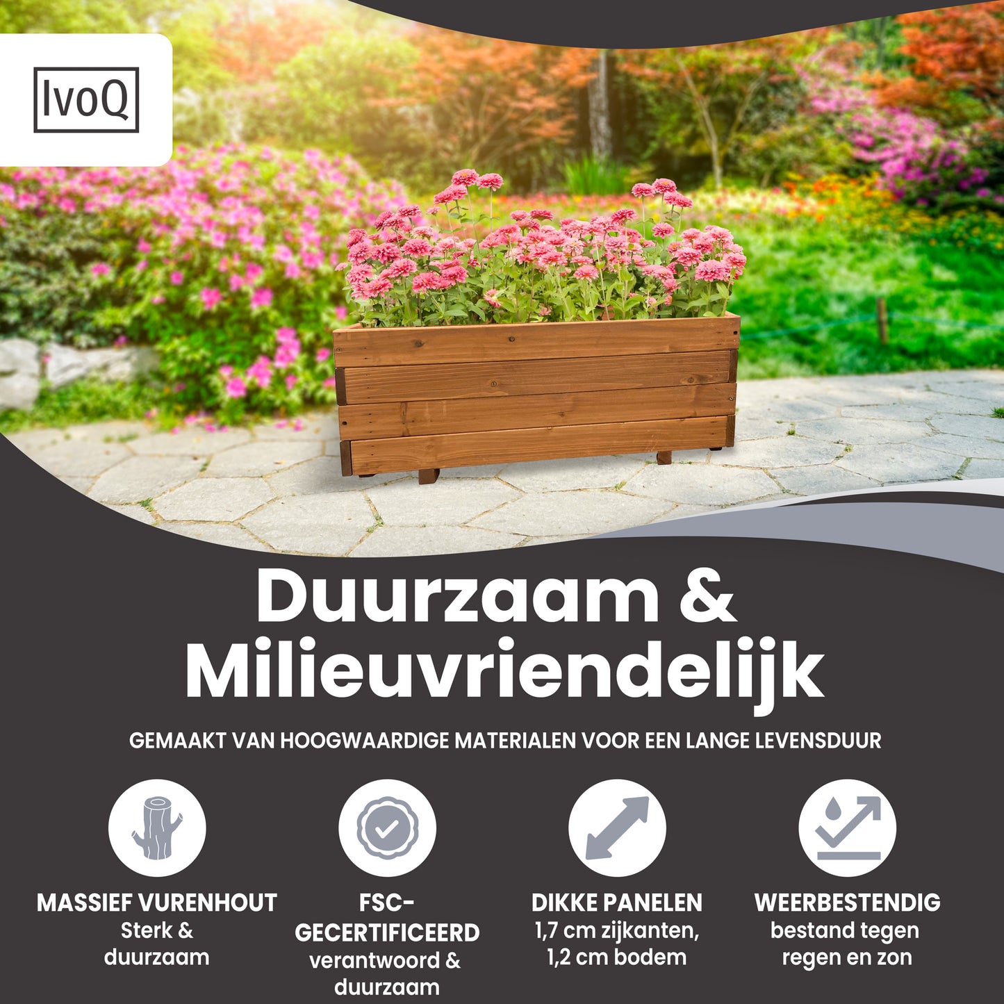 IvoQ Plantenbak Hout 80x40x32 cm