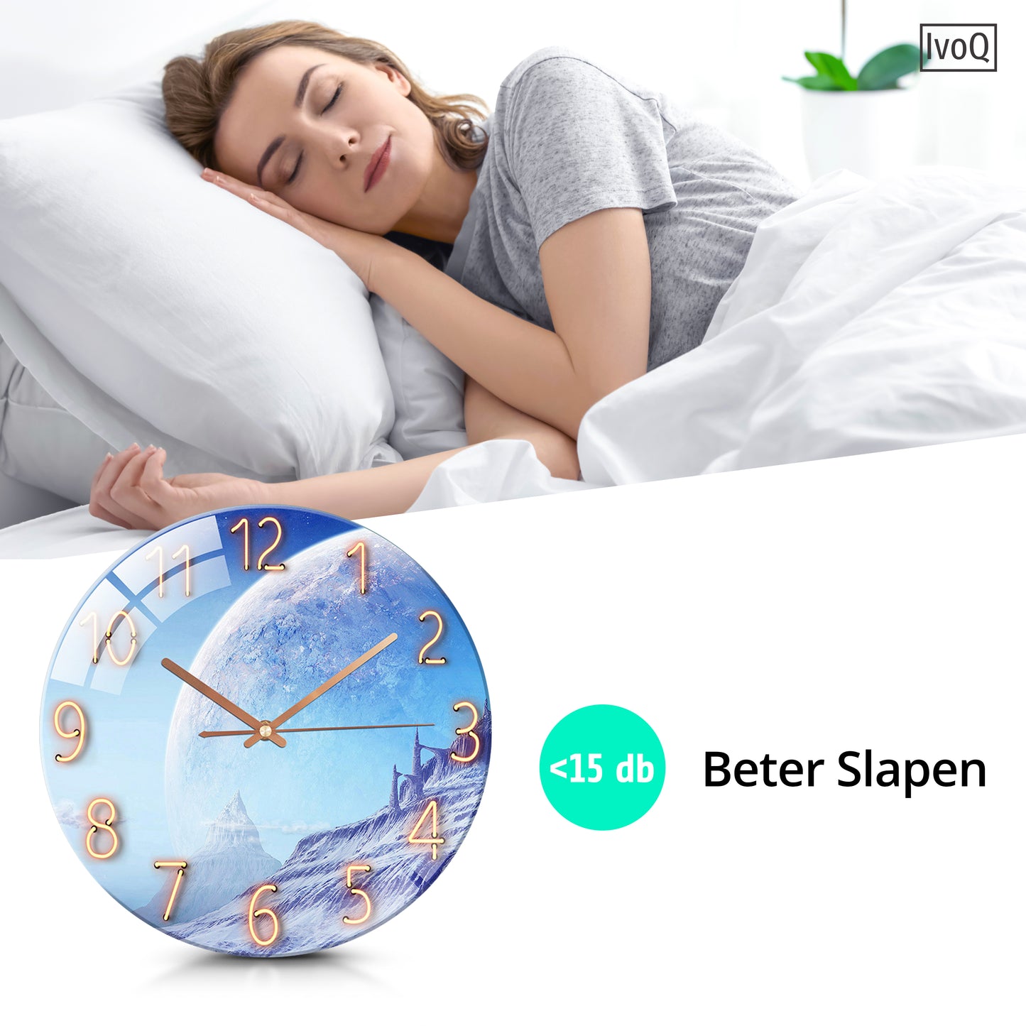 IvoQ Wandklok Uniek Blauw Maan Design Ø 30 cm