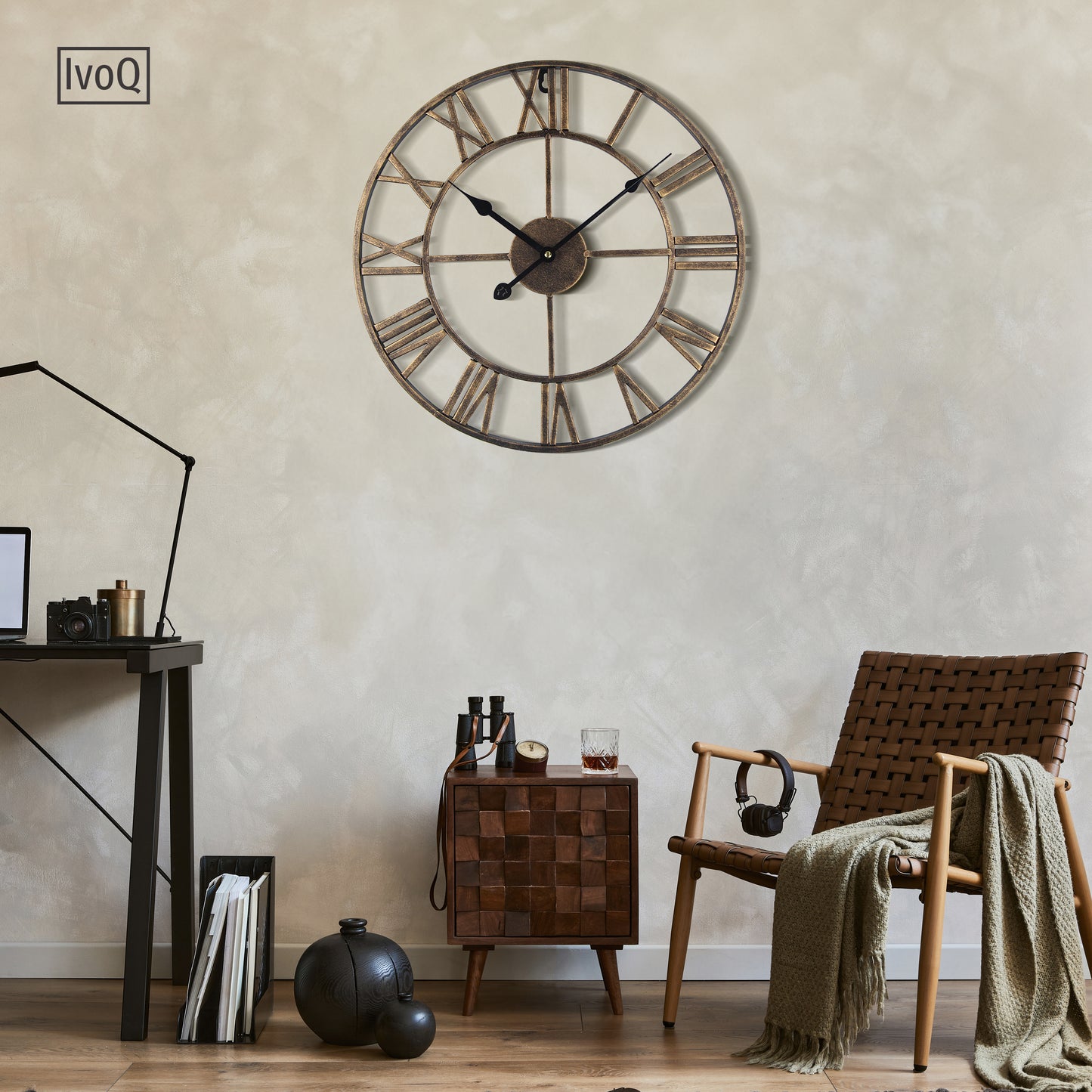 IvoQ Wandklok Goud Metaal Romeins 40 cm