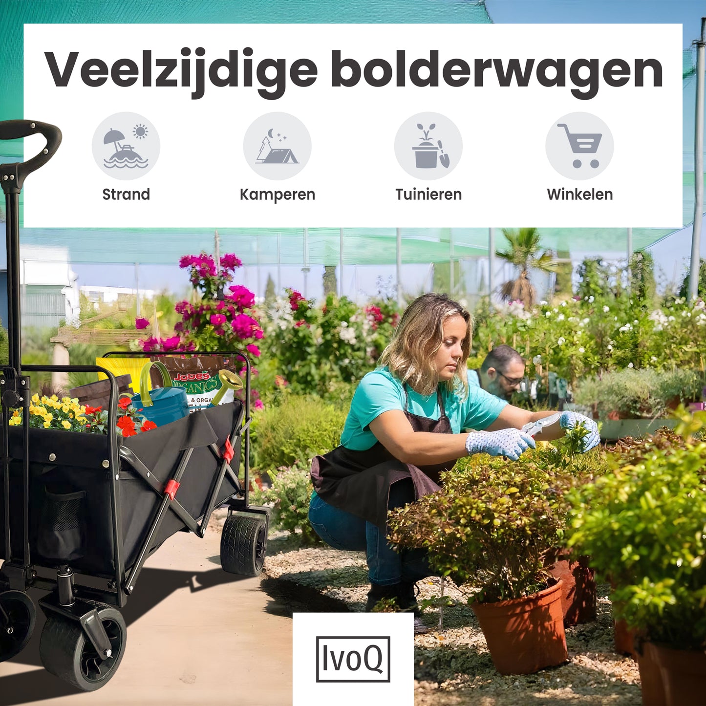 IvoQ Bolderkar Opvouwbaar 120 kg