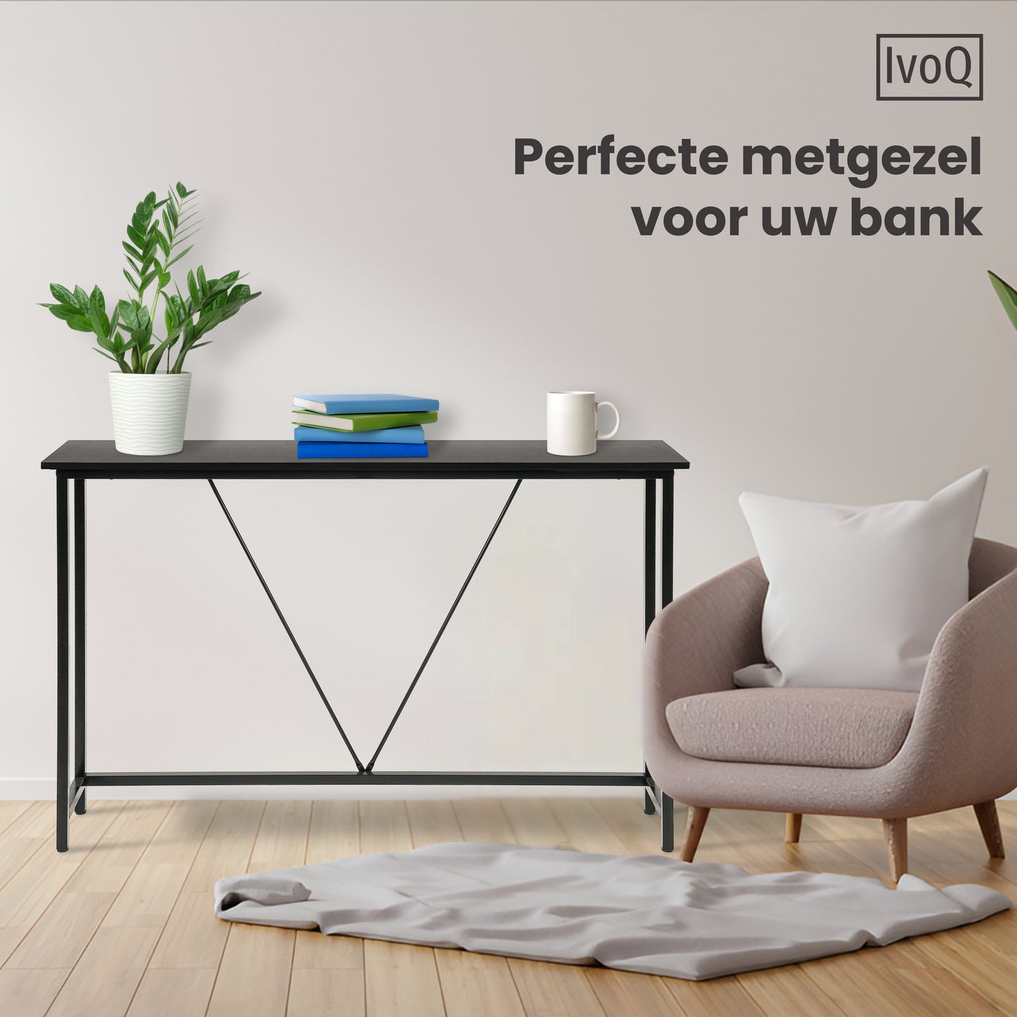 IvoQ Sidetable Industrieel Hout Metaal Zwart