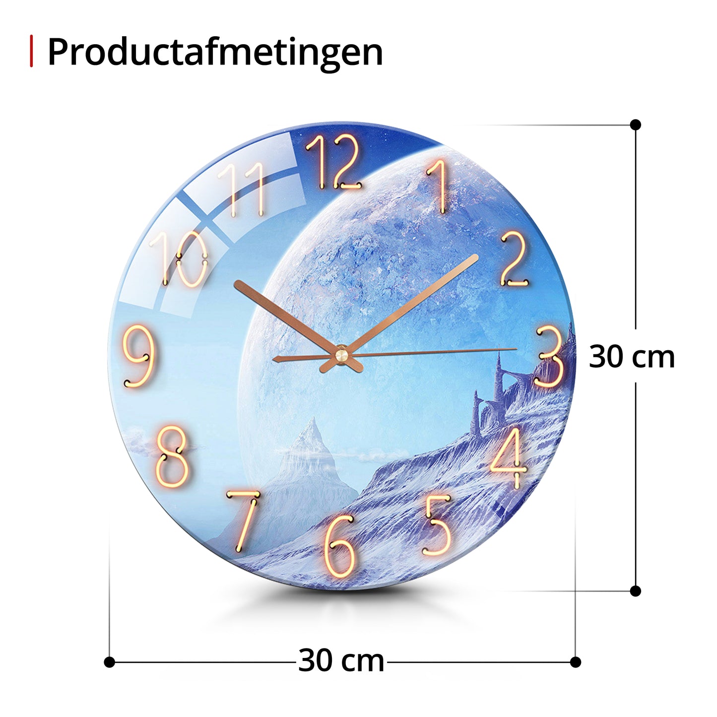 IvoQ Wandklok Uniek Blauw Maan Design Ø 30 cm