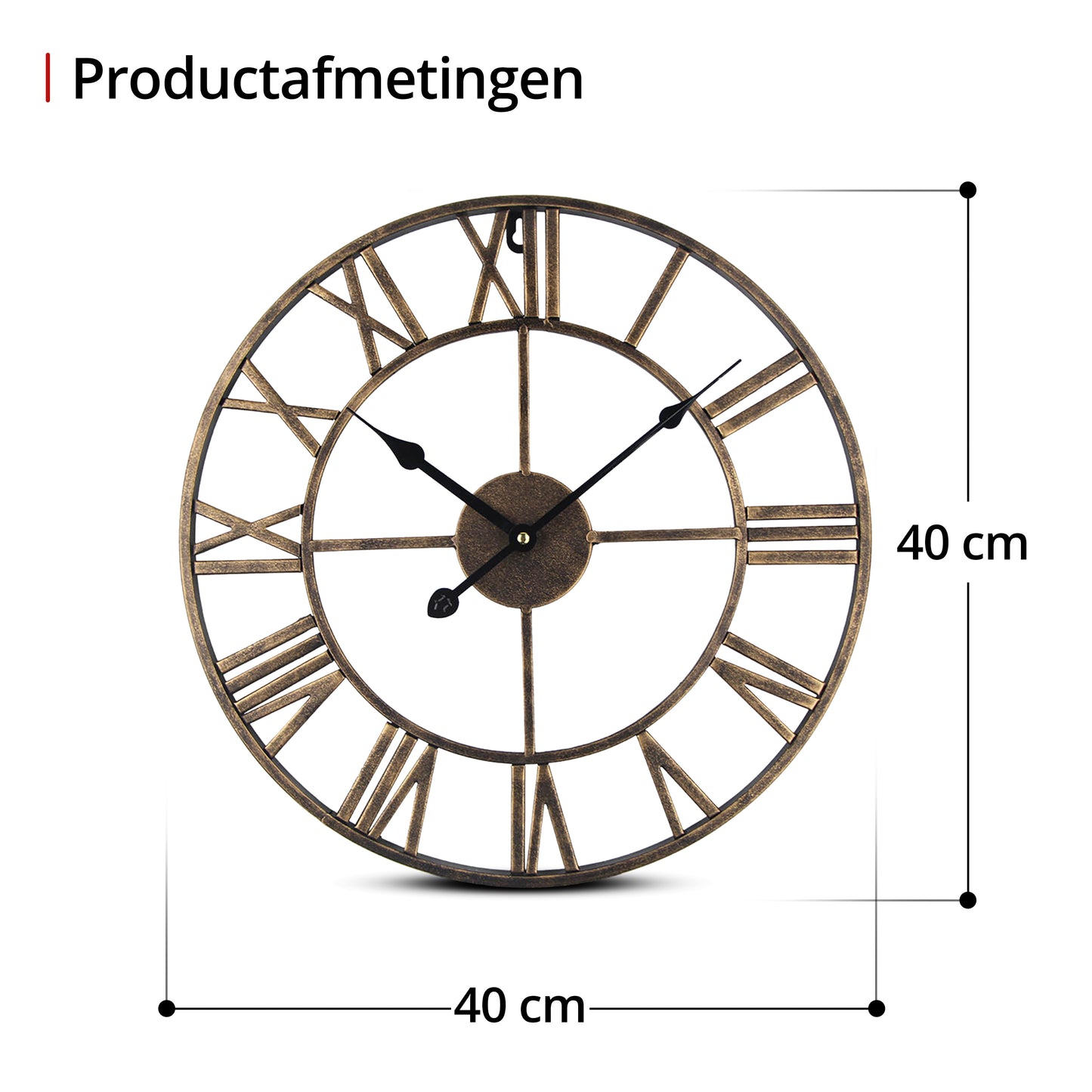 IvoQ Wandklok Goud Metaal Romeins 40 cm