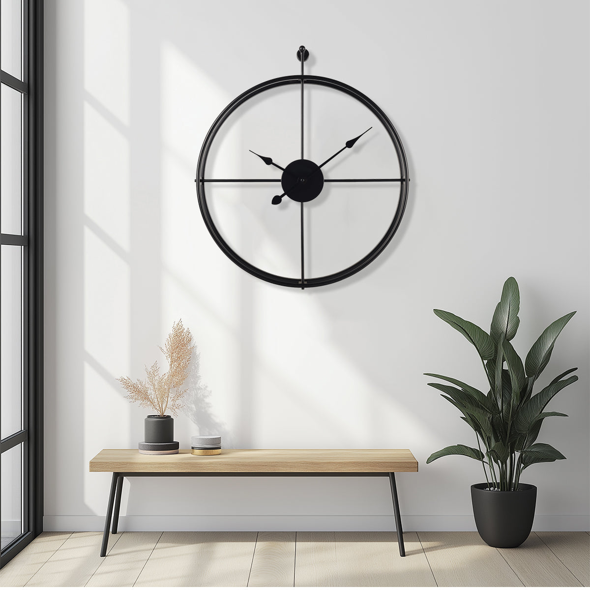 IvoQ Wandklok Zwart Industrieel Metaal 60 cm