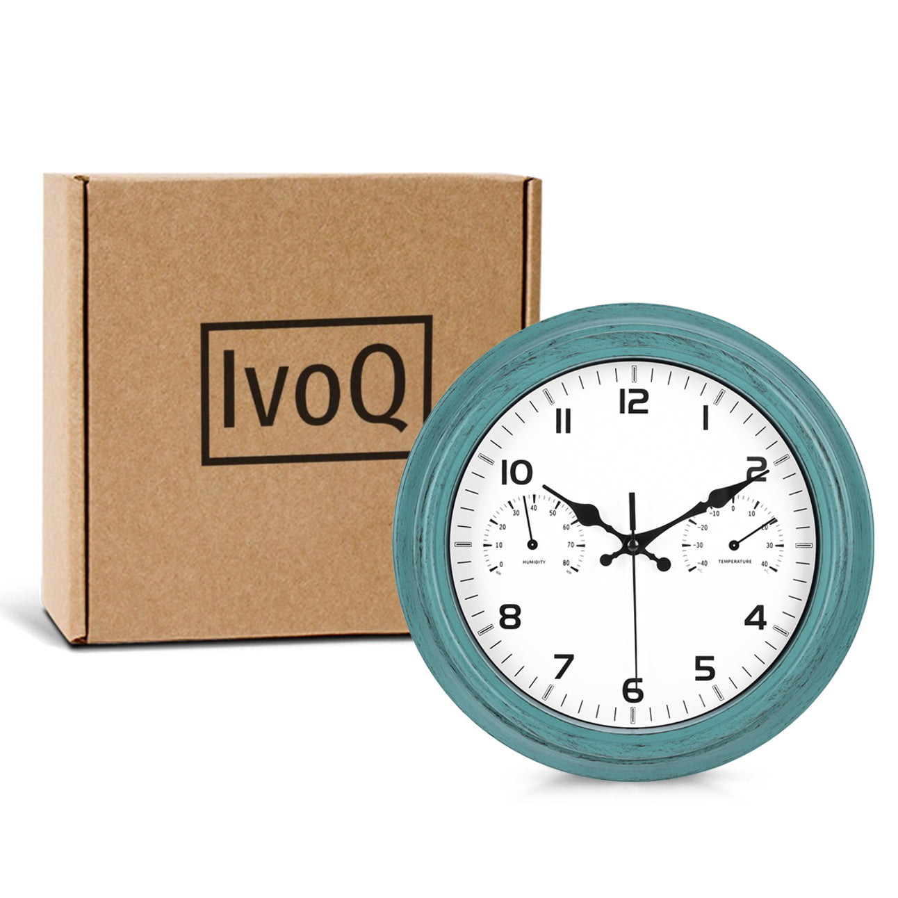 IvoQ Wandklok Waterdicht Retro met Ingebouwde Thermometer