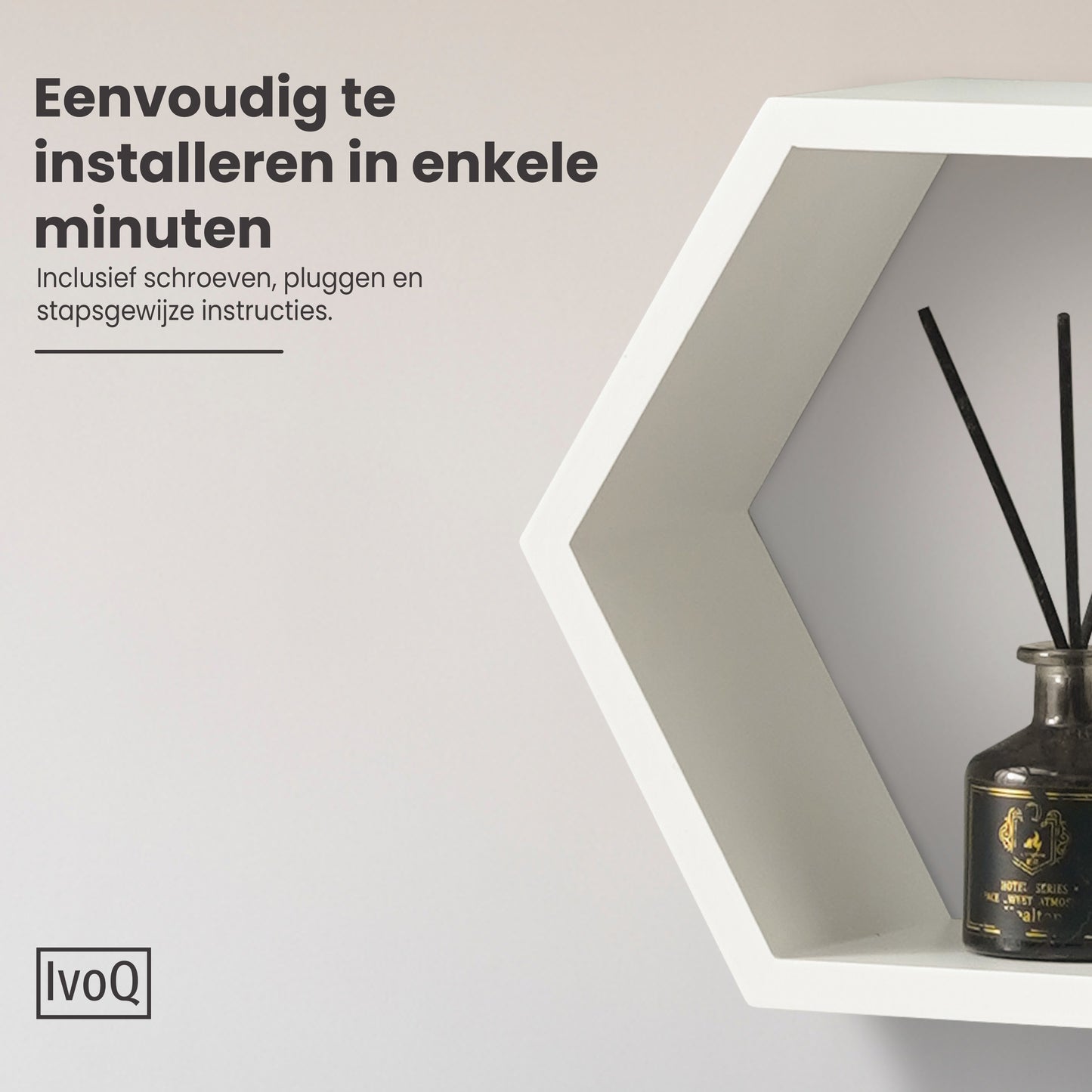 IvoQ Wandplanken Hexagon Set 3 stuks Wit
