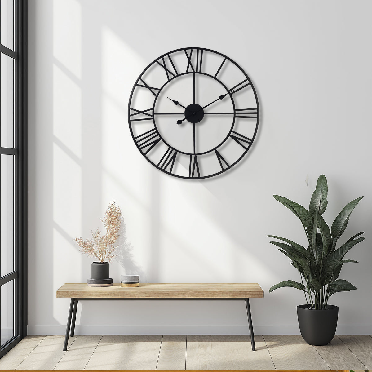 IvoQ Wandklok Industrieel Romeins Metaal 60 cm