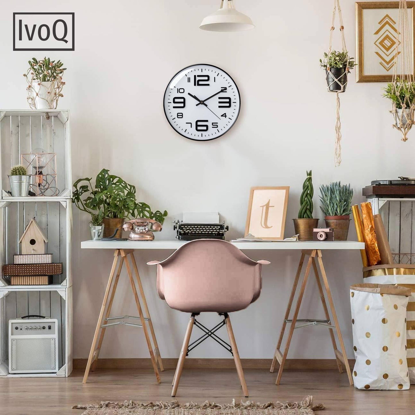 IvoQ Wandklok Modern Design Wit 30 cm