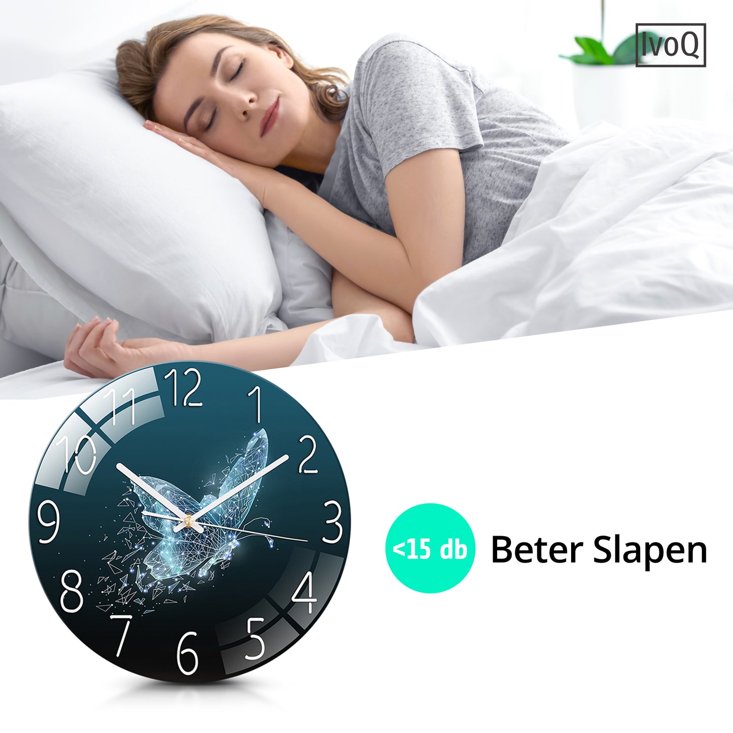 IvoQ Stijlvolle Groene Klok met Vlinder Design Ø 30 cm
