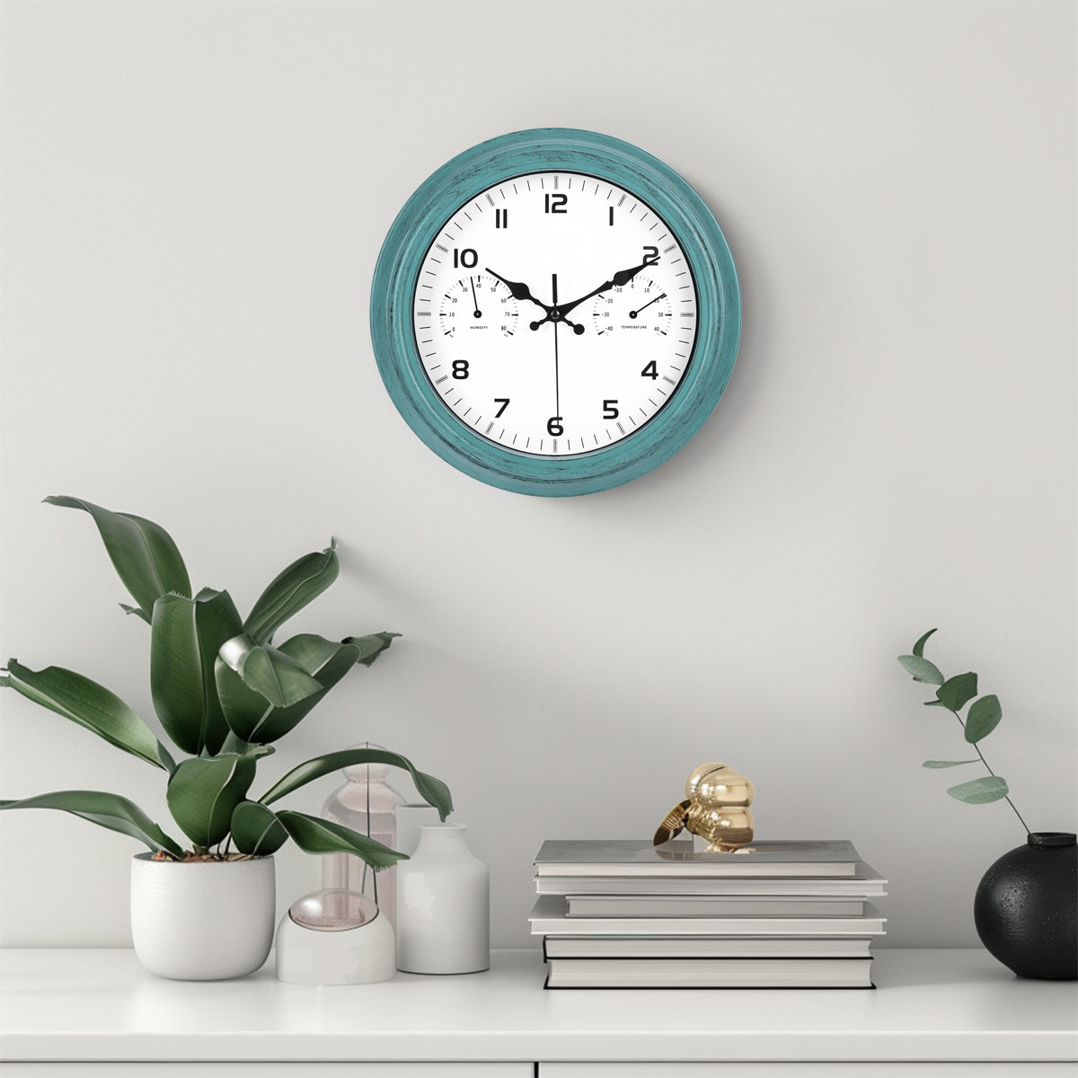 IvoQ Wandklok Waterdicht Retro met Ingebouwde Thermometer