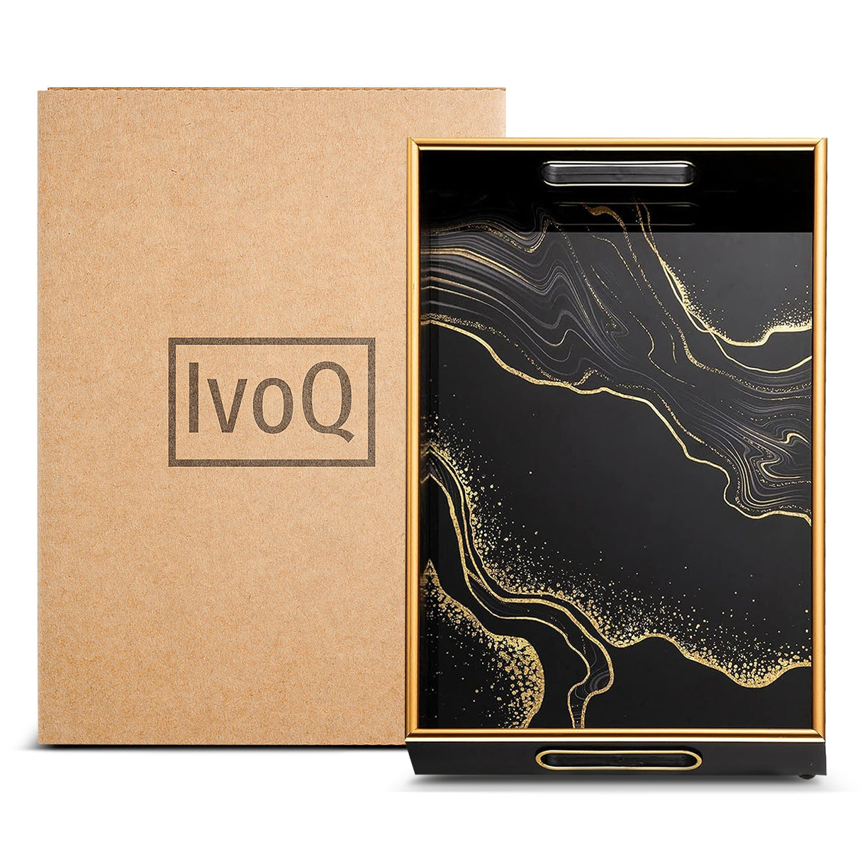 IvoQ Luxe Dienblad Zwart Goud 45x30 cm