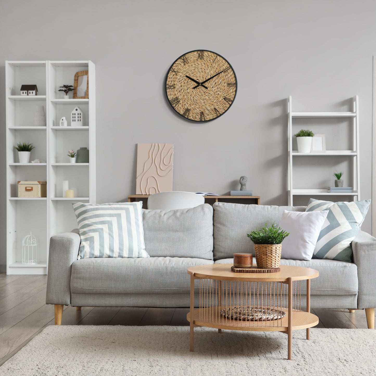 IvoQ Wandklok Zeegras Stil Quartz 40 cm