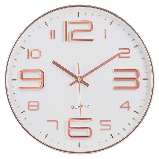 IvoQ Stijlvolle Wandklok Wit/Koper Ø30 cm