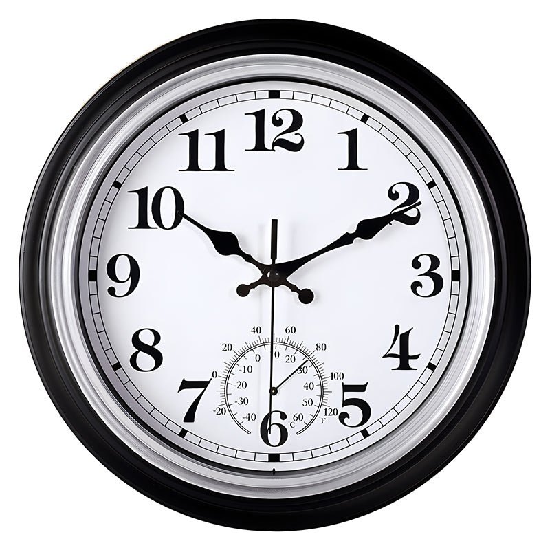 IvoQ Vintage Wandklok met Thermometer voor Binnen/Buiten Ø 30 cm
