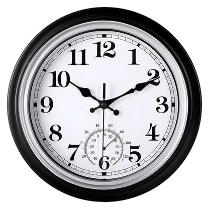 IvoQ Vintage Wandklok met Thermometer voor Binnen/Buiten Ø 30 cm