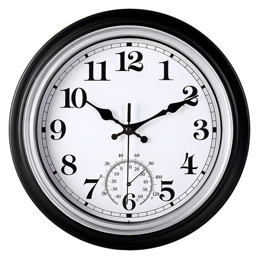 IvoQ Vintage Wandklok met Thermometer voor Binnen/Buiten Ø 30 cm