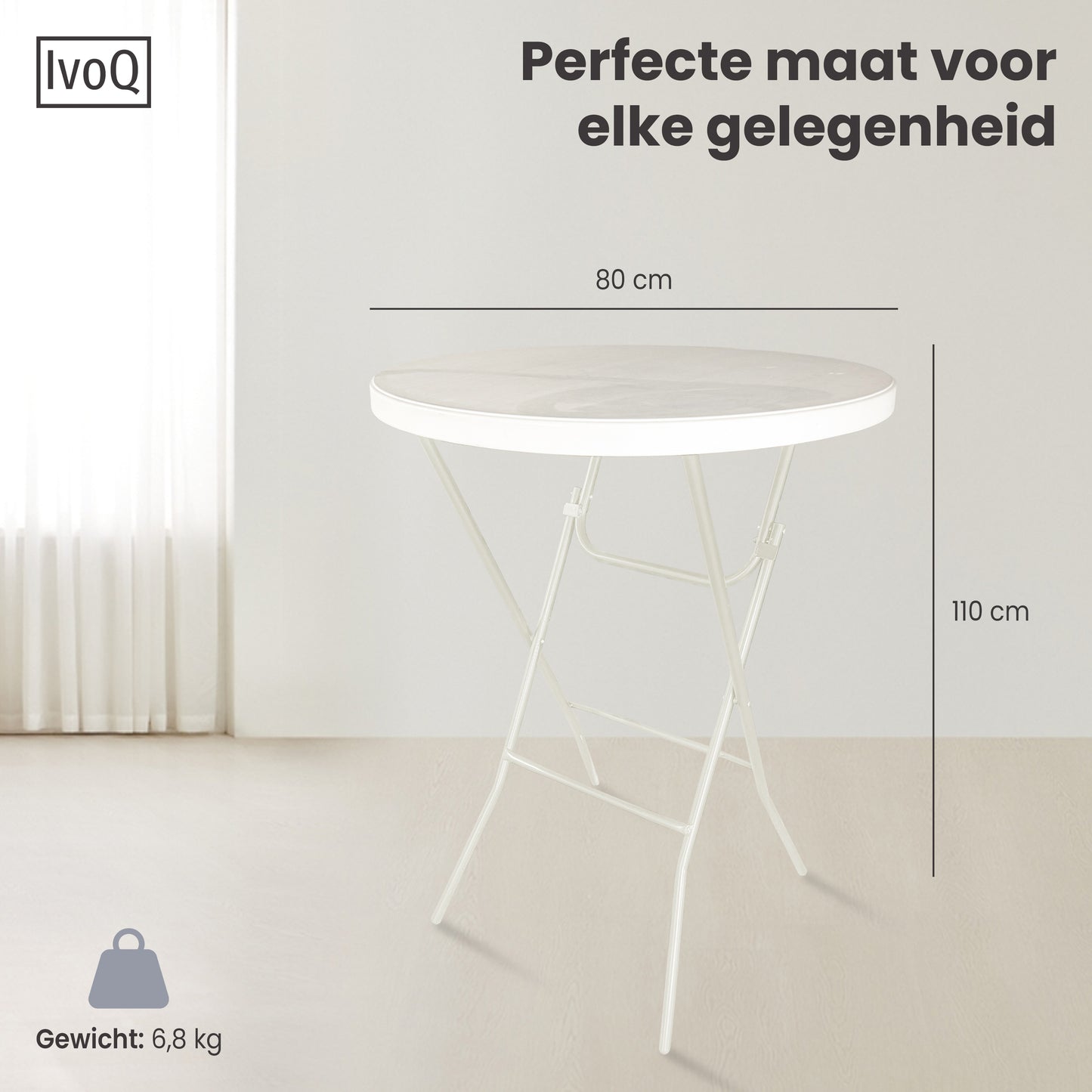 IvoQ Statafels Set Wit met Hoezen Ø80x110 cm