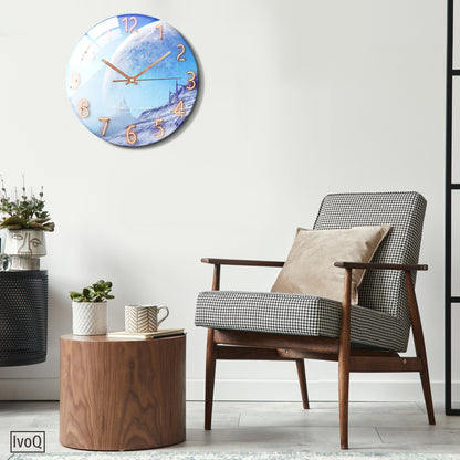 IvoQ Wandklok Uniek Blauw Maan Design Ø 30 cm