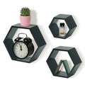 IvoQ Wandplanken Hexagon Set 3 stuks Zwart-IvoQ