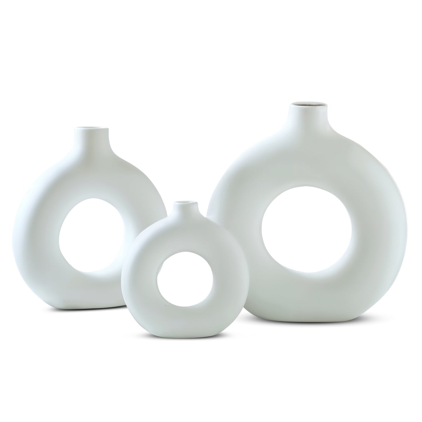 IvoQ Donut Vazen Set 3 stuks Wit