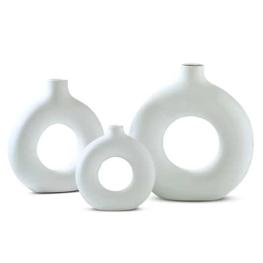 IvoQ Donut Vazen Set 3 stuks Wit