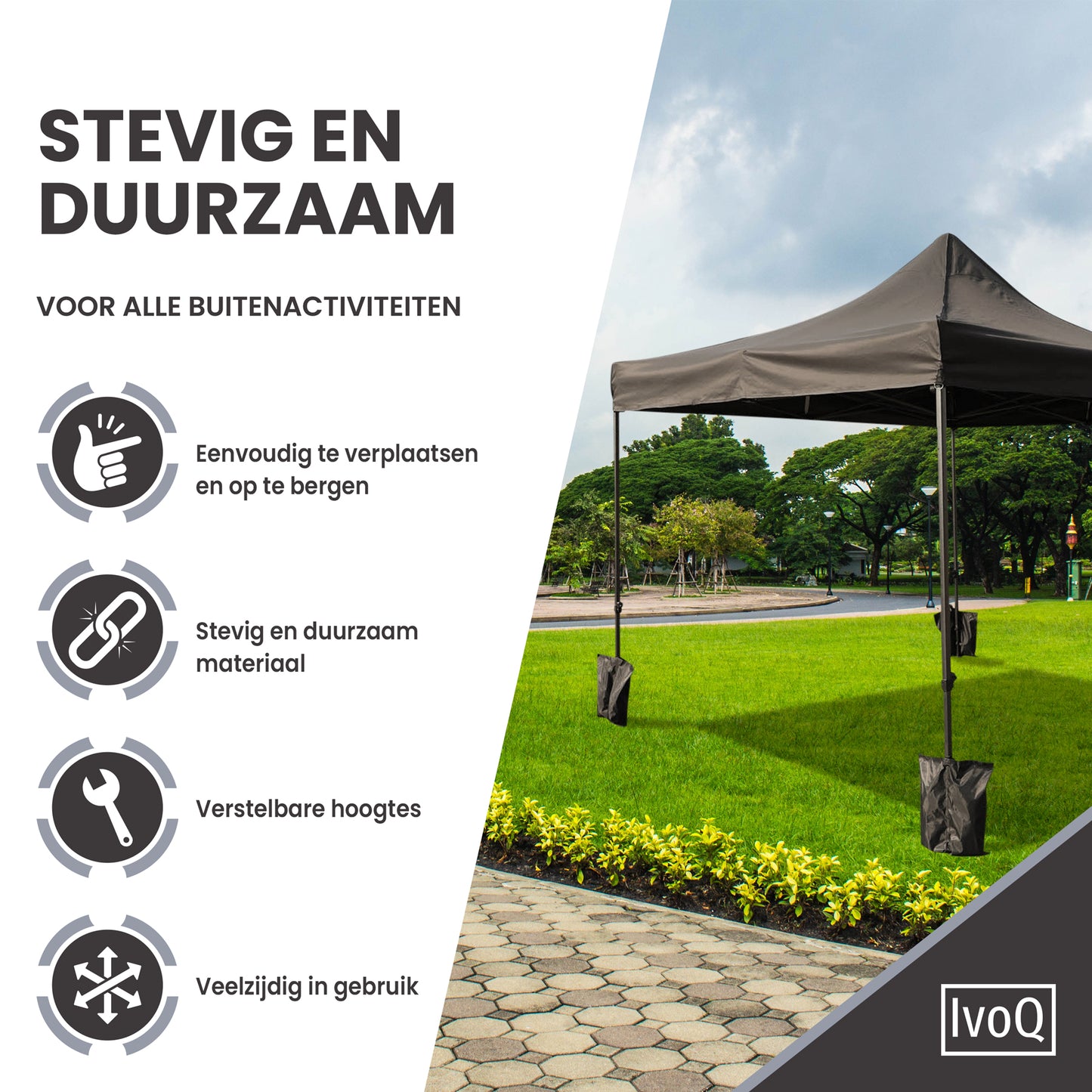 IvoQ Partytent 3x3 m Zwart Waterdicht