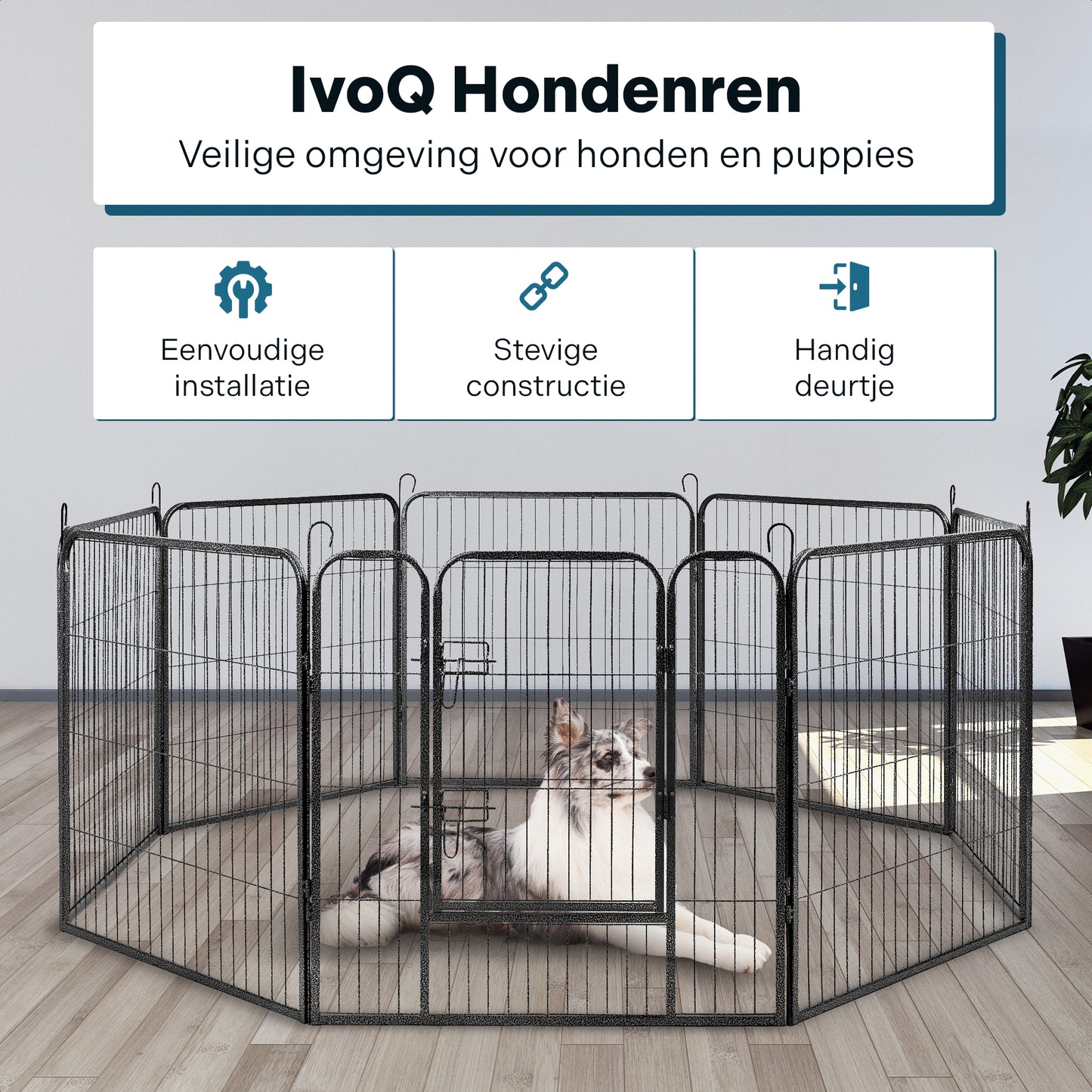 IvoQ Puppyren 8 Panelen 80 cm Hoog