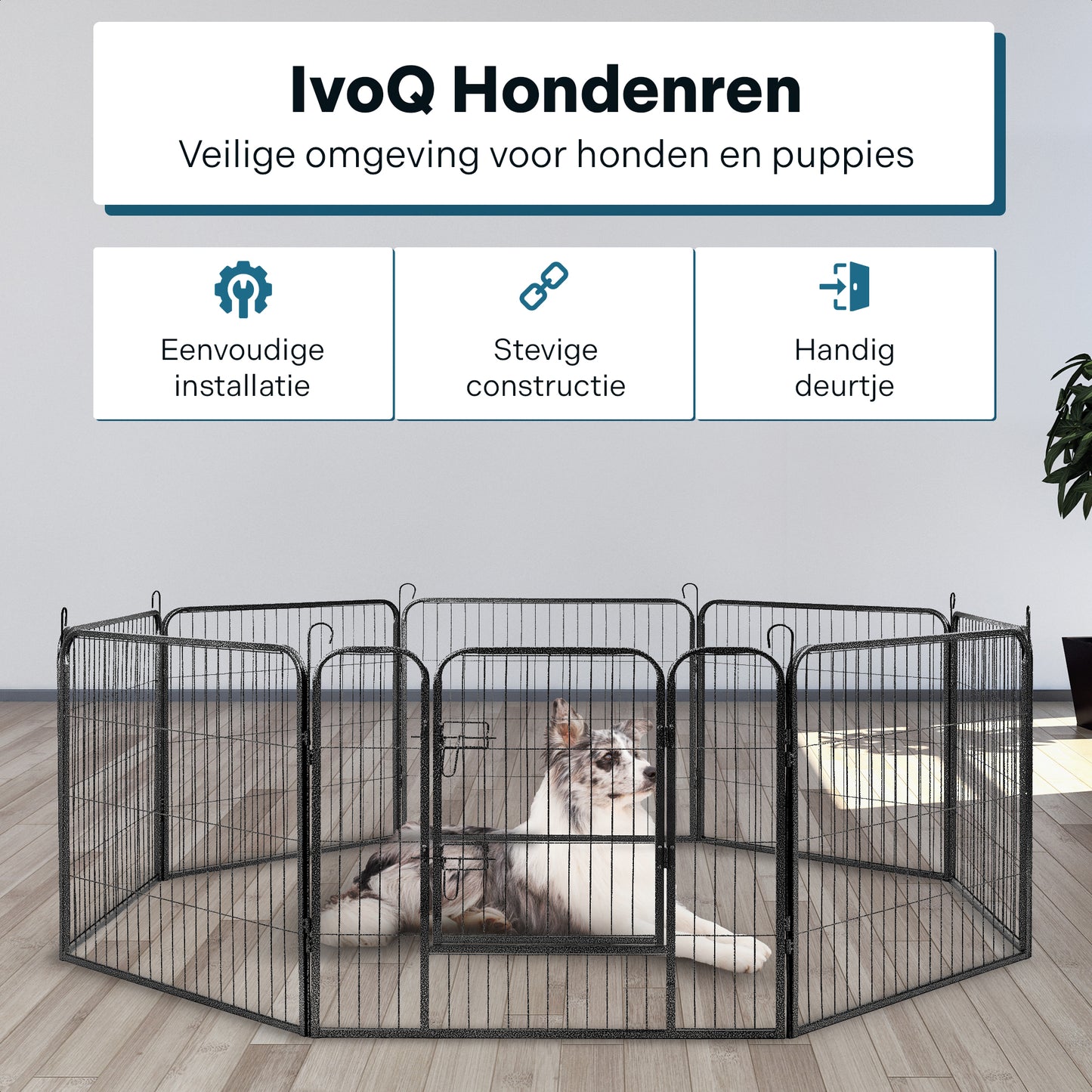 IvoQ Puppyren 8 Panelen 60 cm Hoog
