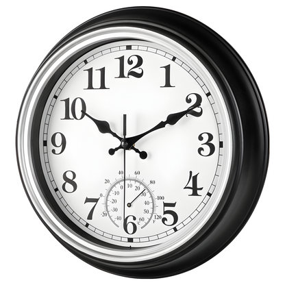 IvoQ Vintage Wandklok met Thermometer voor Binnen/Buiten Ø 30 cm