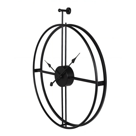 IvoQ Wandklok Zwart Industrieel Metaal 60 cm