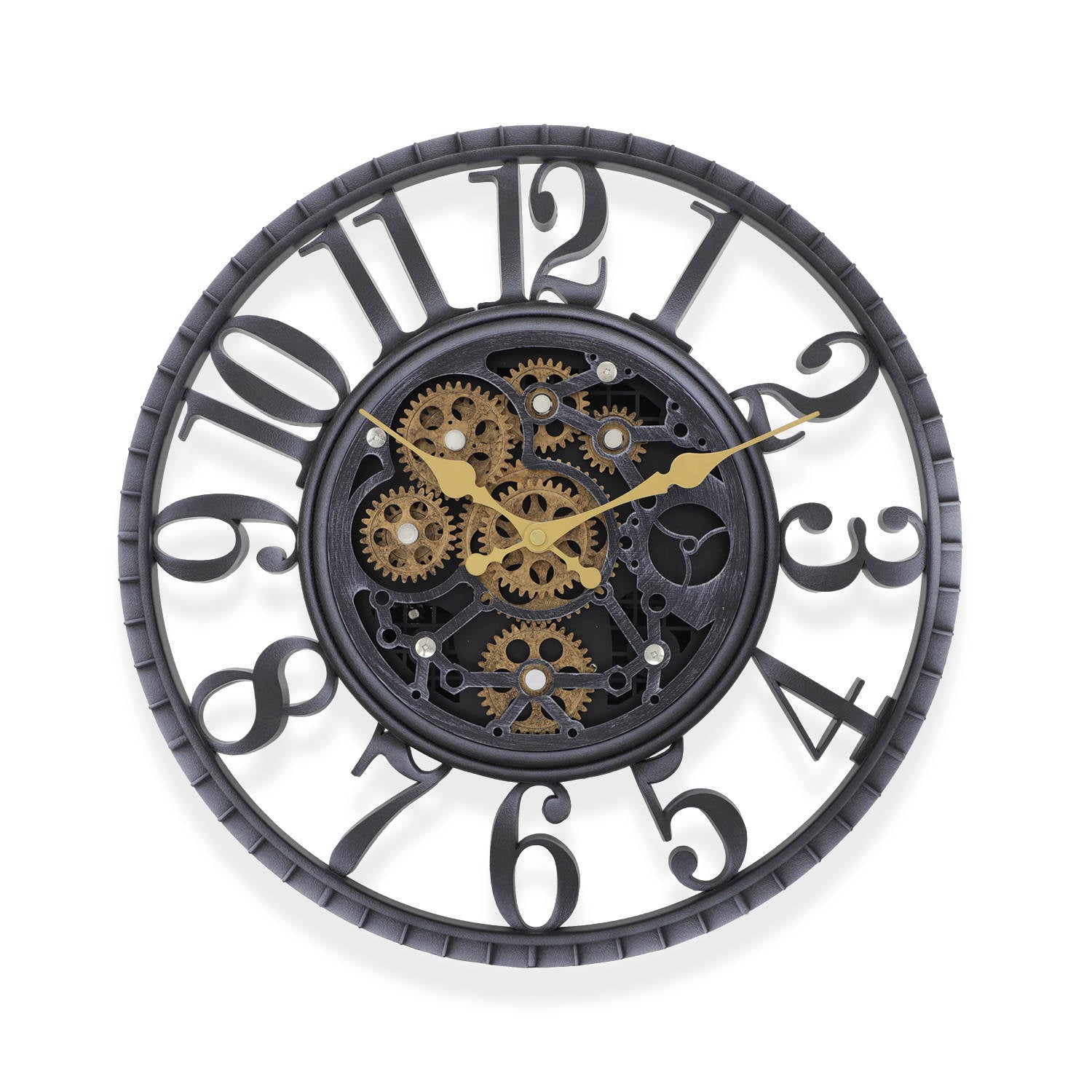 IvoQ Industriële Wandklok met Bewegende Tandwielen-IvoQ