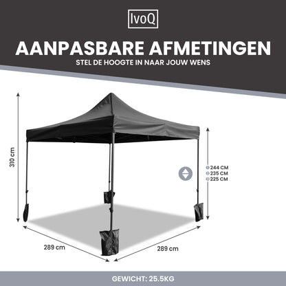 IvoQ Partytent 3x3 m Zwart Waterdicht