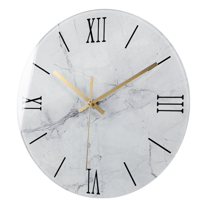 IvoQ Marmerlook Glazen Wandklok Ø 30 cm