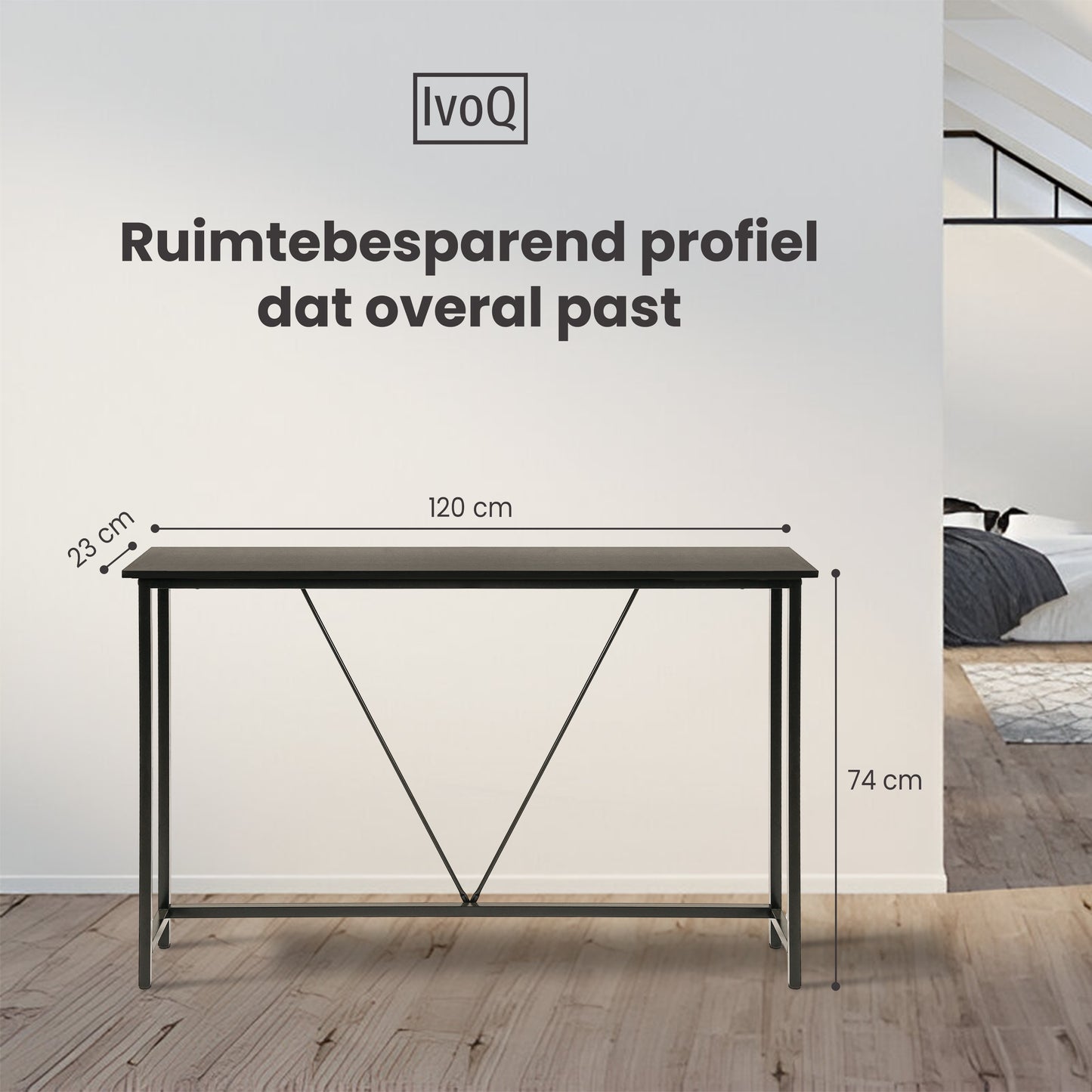 IvoQ Sidetable Industrieel Hout Metaal Zwart