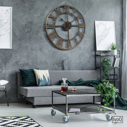 IvoQ Wandklok Goud Metaal Romeins 40 cm