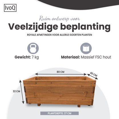IvoQ Plantenbak Hout 80x40x32 cm