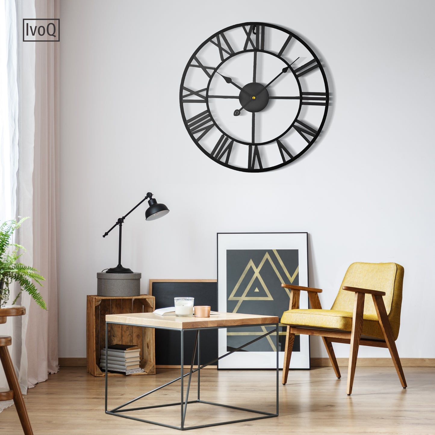 IvoQ Wandklok Zwart Metaal Romeins 40 cm