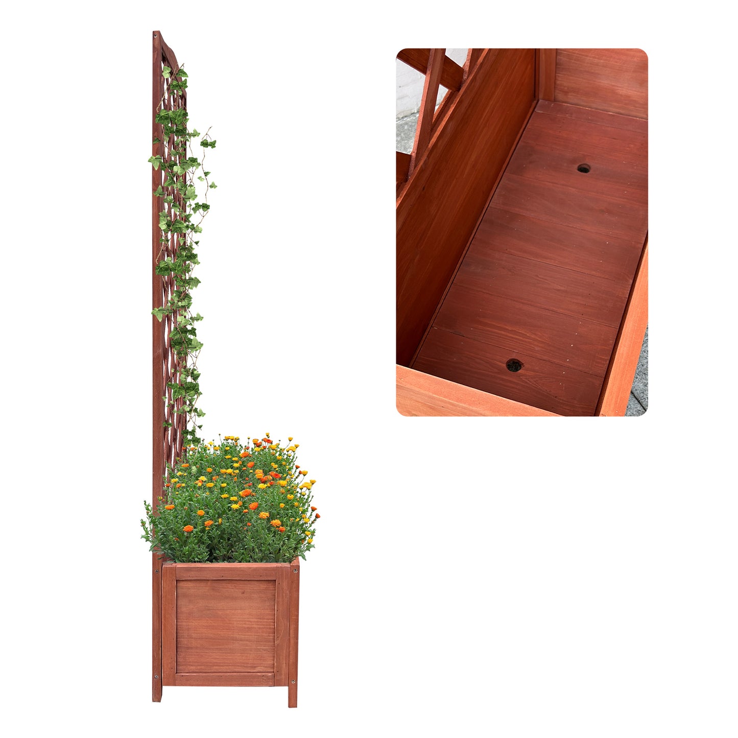 IvoQ Set van 2 Houten Plantenbakken met Klimrek