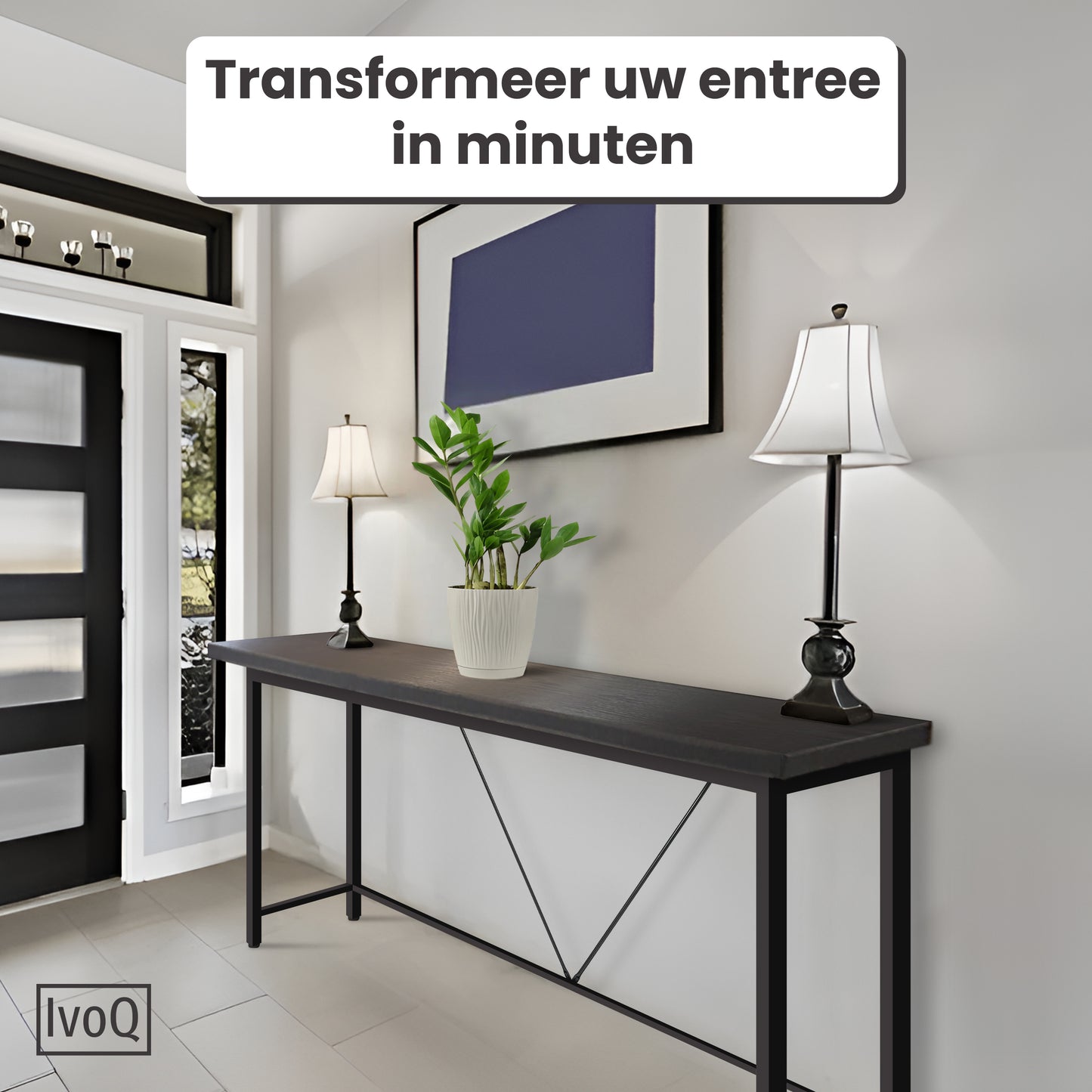 IvoQ Sidetable Industrieel Hout Metaal Zwart