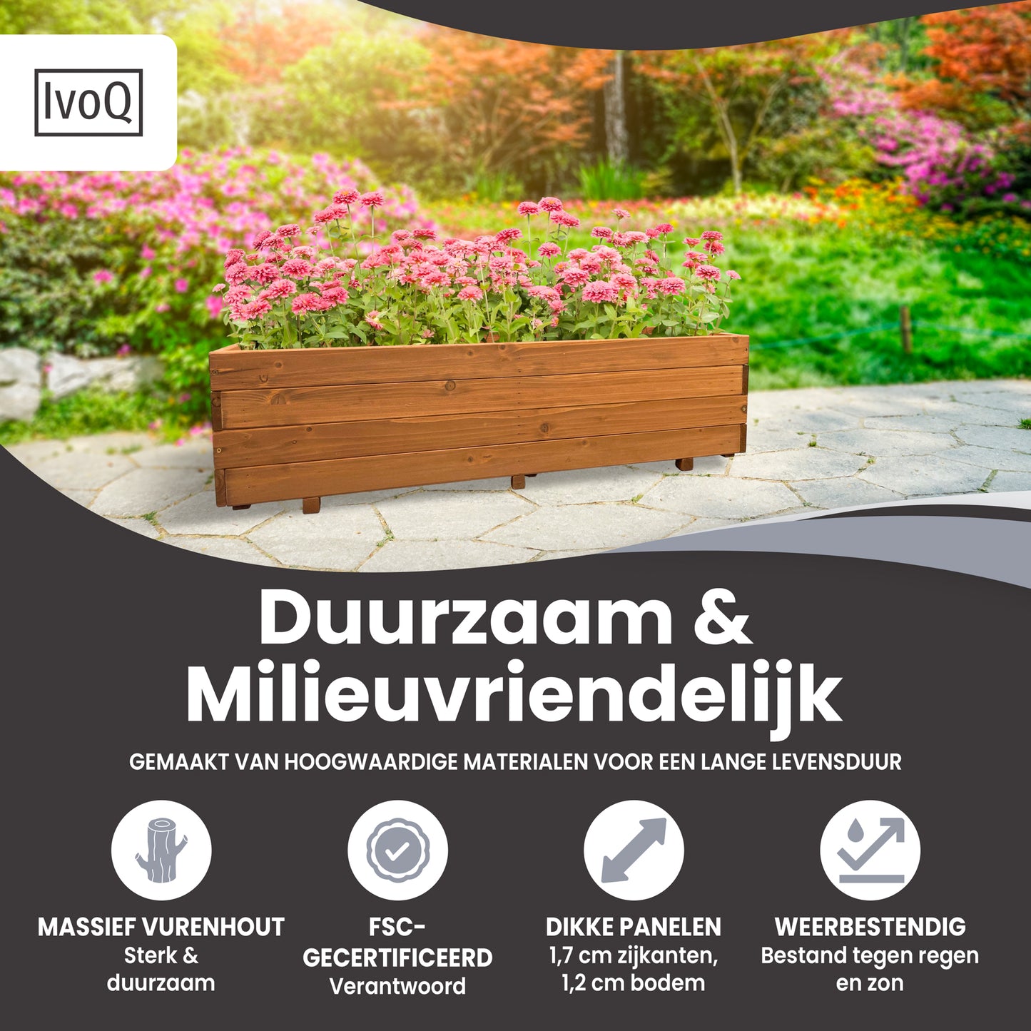 IvoQ Plantenbak Hout 120x40x32 cm