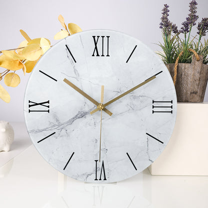 IvoQ Marmerlook Glazen Wandklok Ø 30 cm