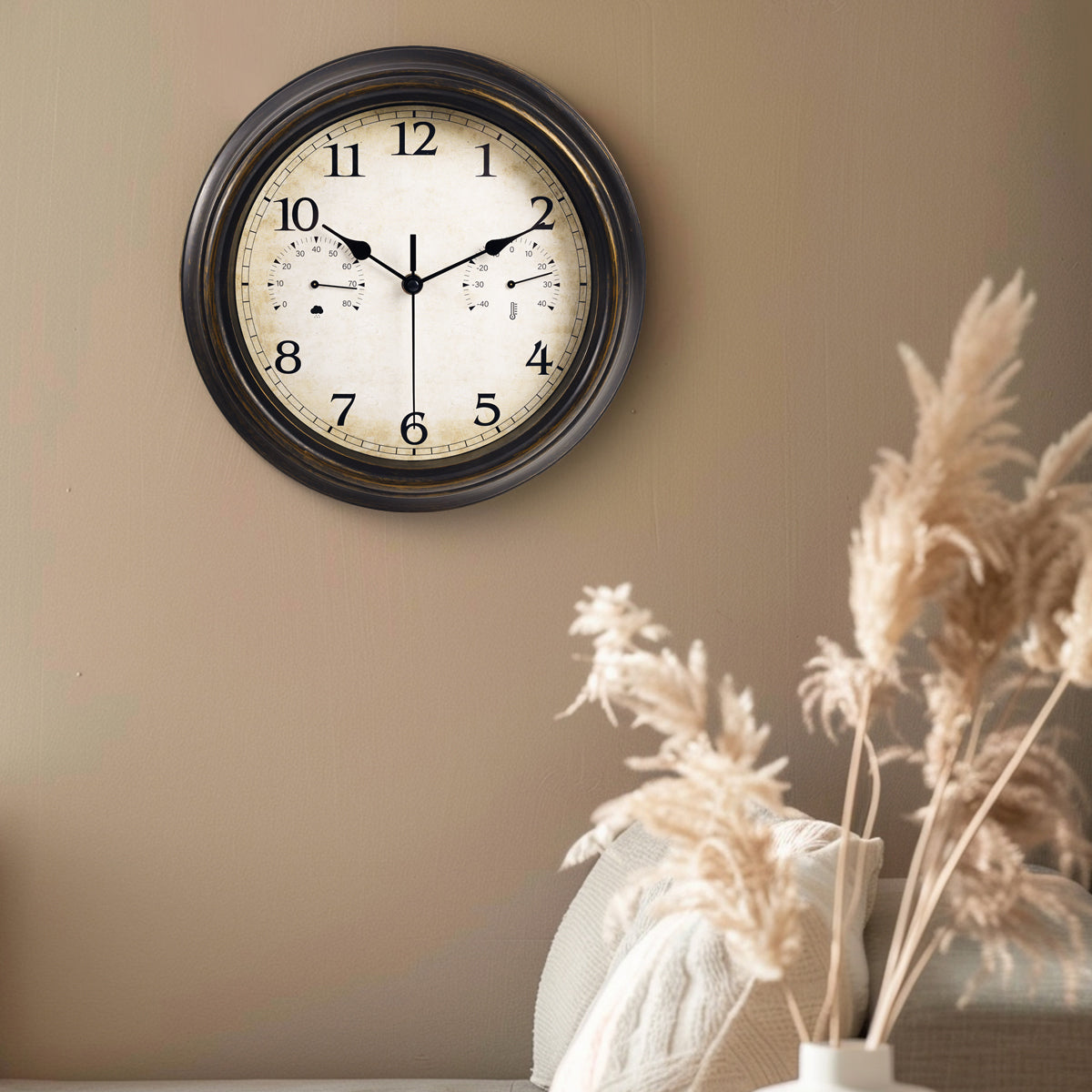 IvoQ Wandklok Waterdicht met Thermometer & Hygrometer